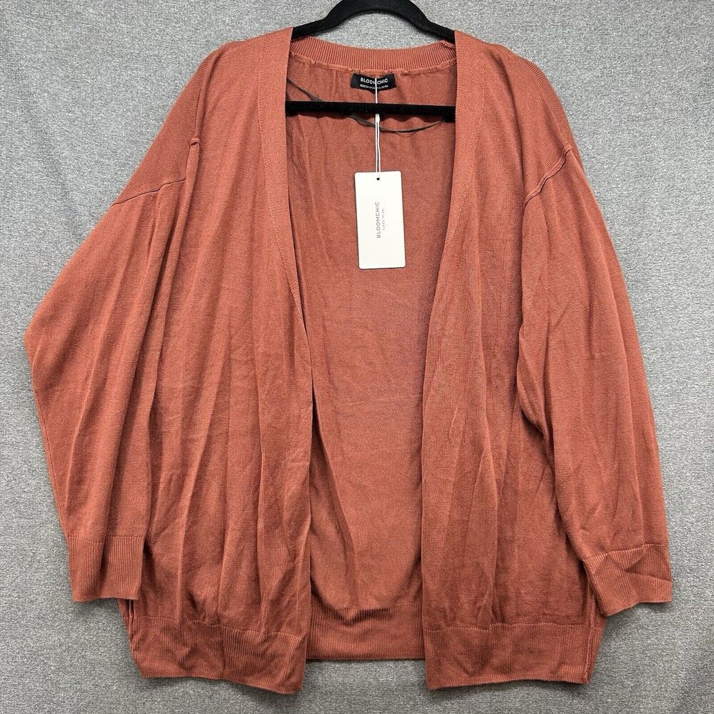 NWT Bloomchic Womens 22/24 Open Front Cardigan Sweater Rust Orange Plus Size